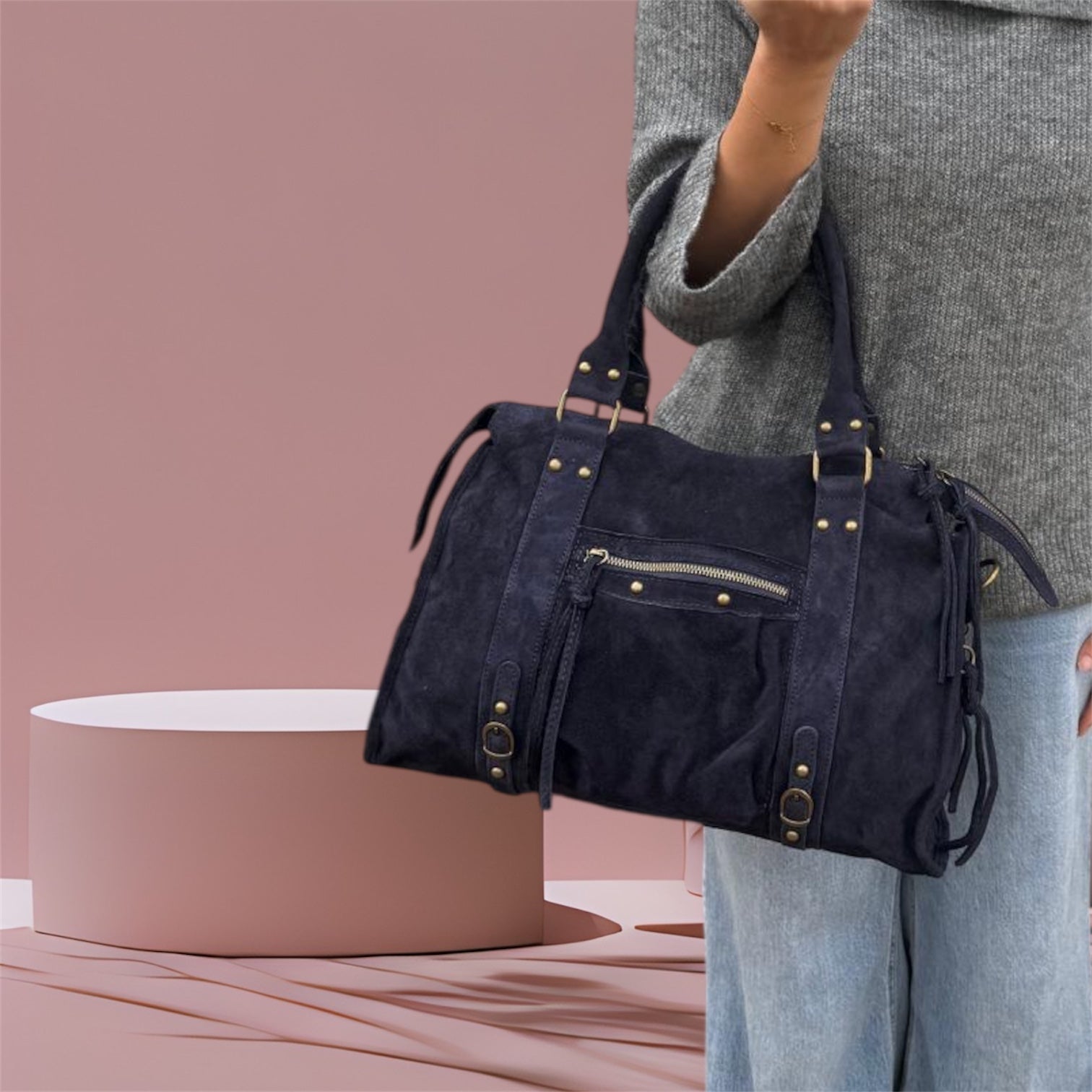 Back to school suede dark blue