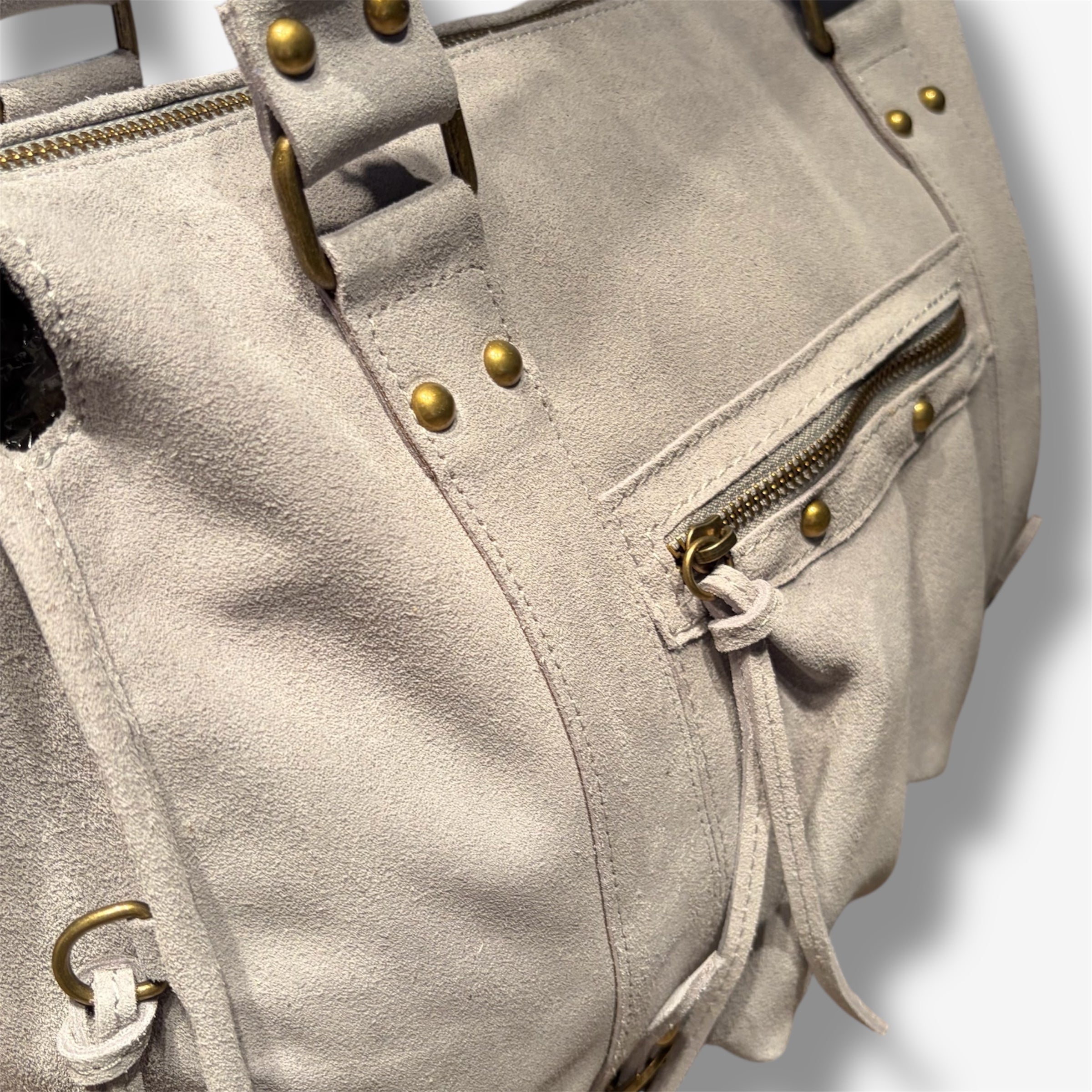 Back to school suede light grey white