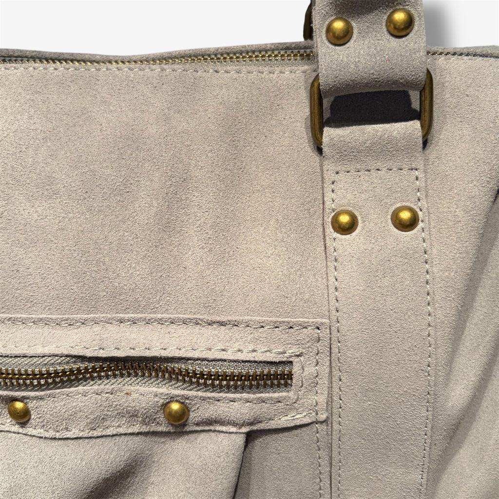 Back to school suede light grey white