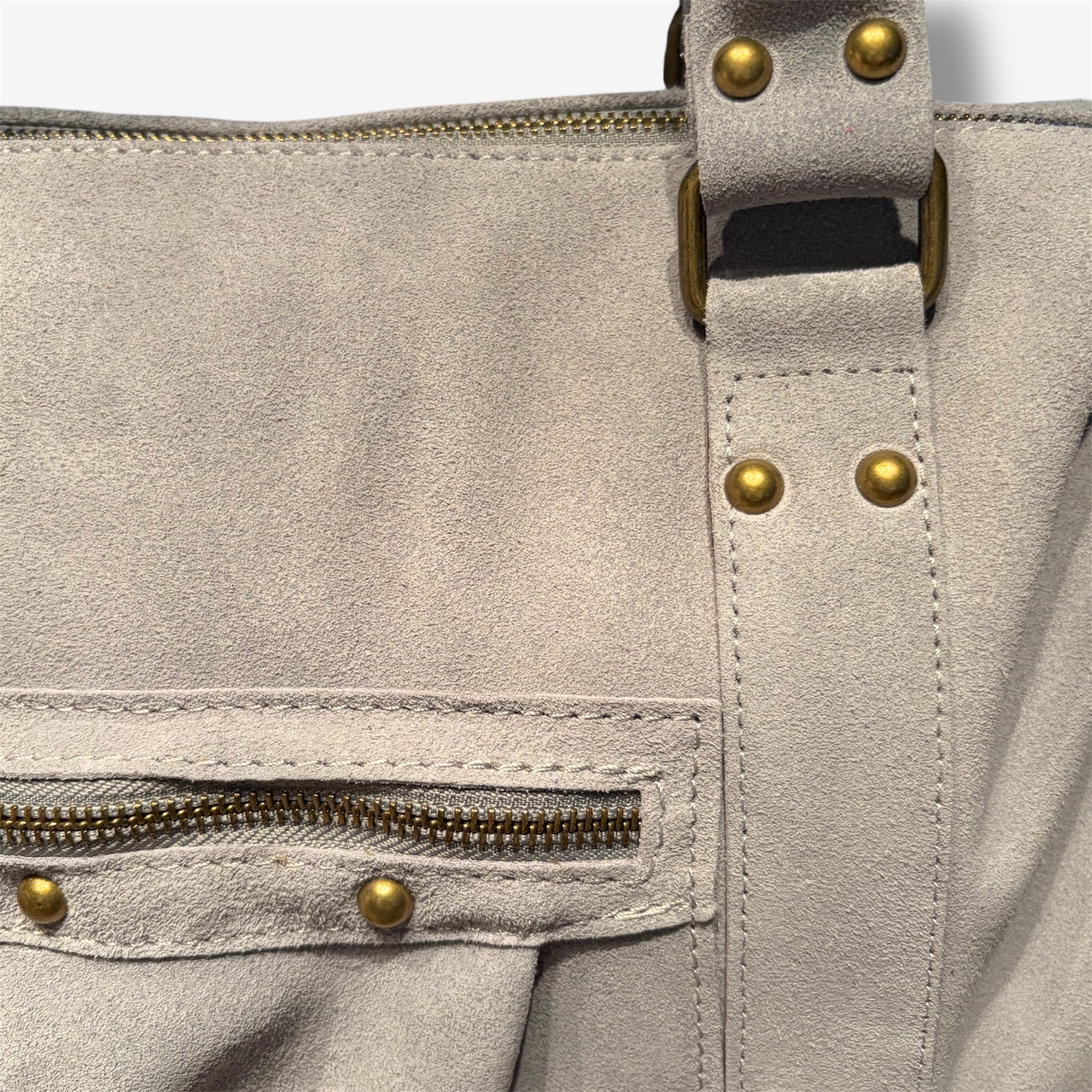 Back to school suede light grey white