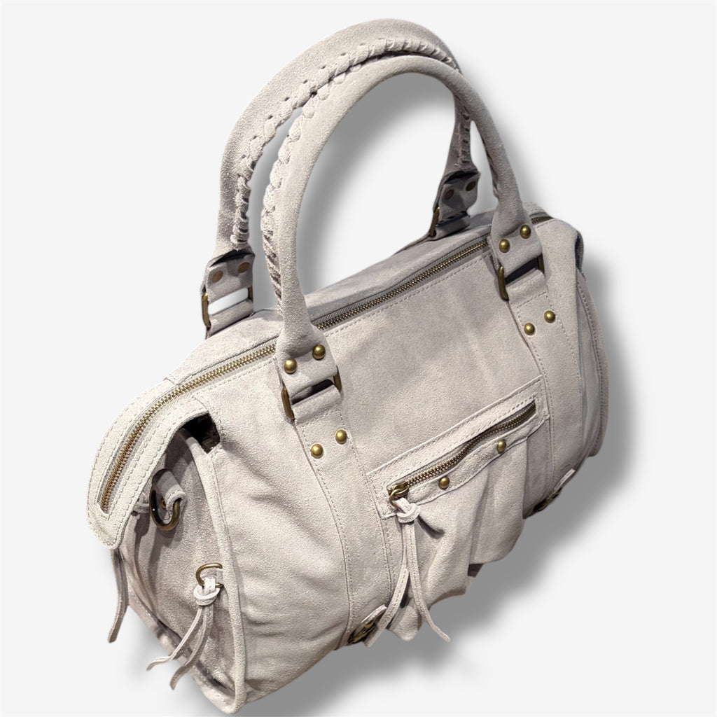 Back to school suede light grey white