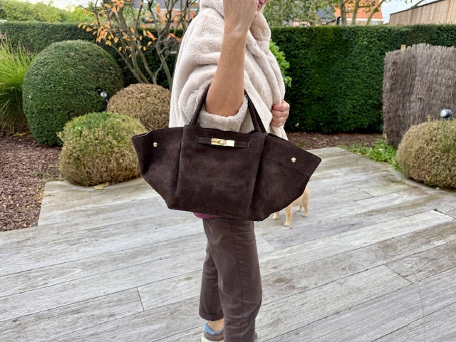 Bag suede chocolat brun ‘love’