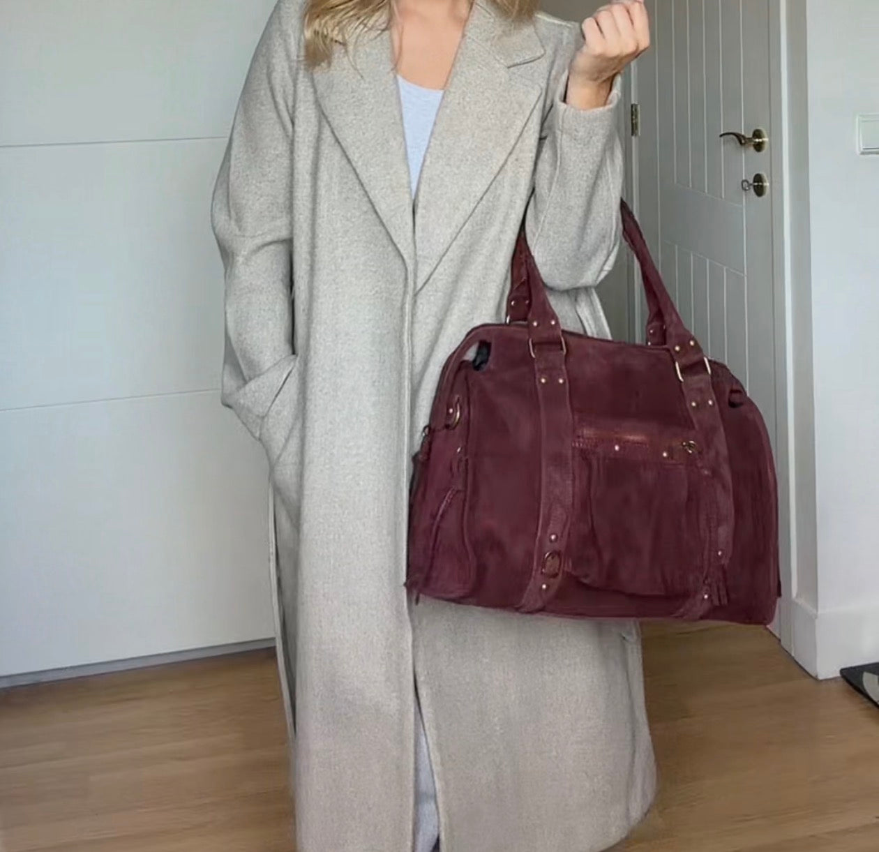 Back to school suede bordeaux